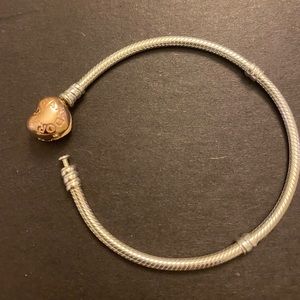 Pandora Moments Heart Clasp Snake Chain Rose Gold